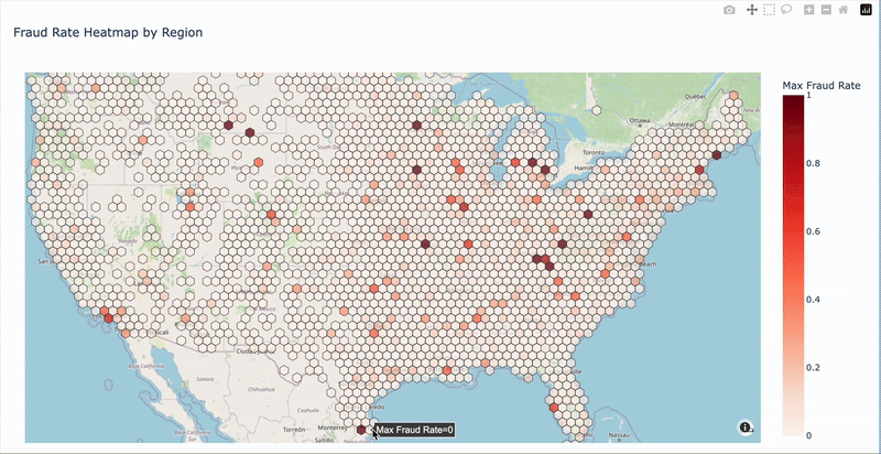 Max Fraud Rate Hexbin Map